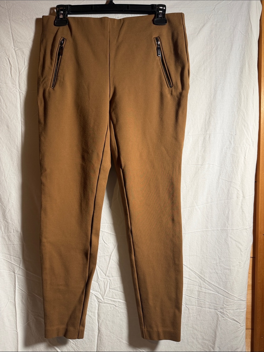 Rachel Zoe Slim Zip-Front Chinos in Camel Brown pull on Pants Fall Color